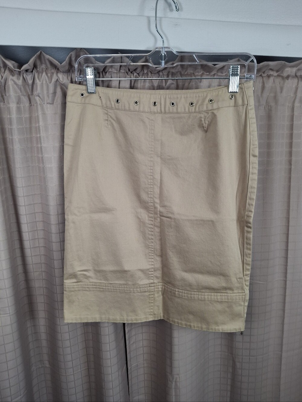 Piazza Sempione Tan Knee Length Straight Skirt Side Zip Closure Size **6**